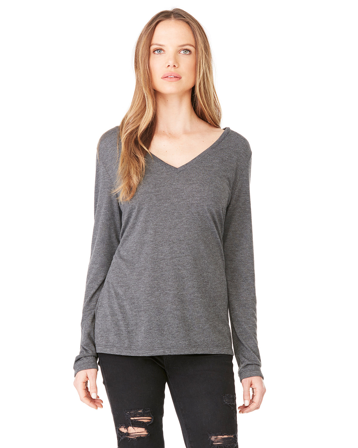 Ladies' Flowy Long-Sleeve V-Neck