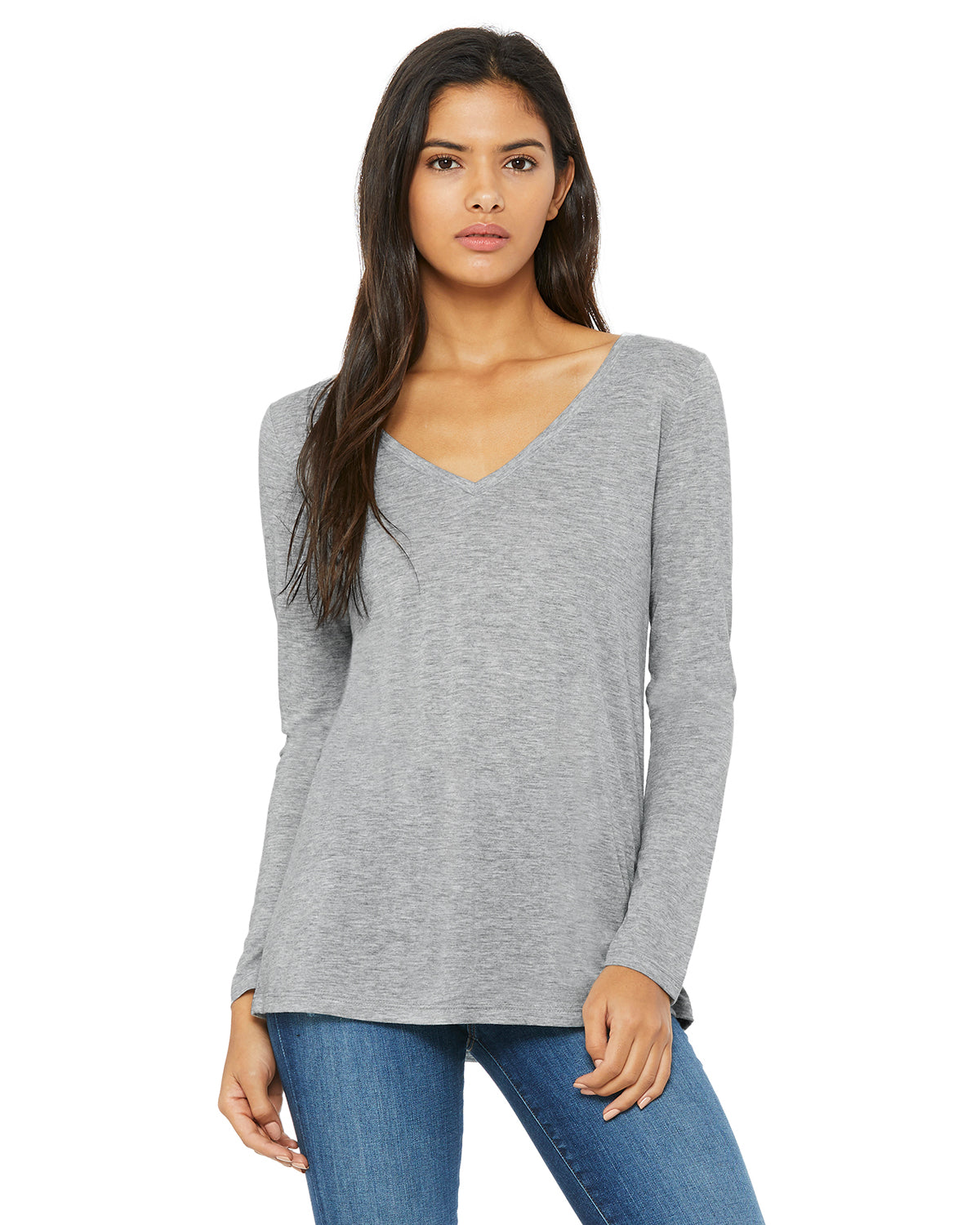 Ladies' Flowy Long-Sleeve V-Neck