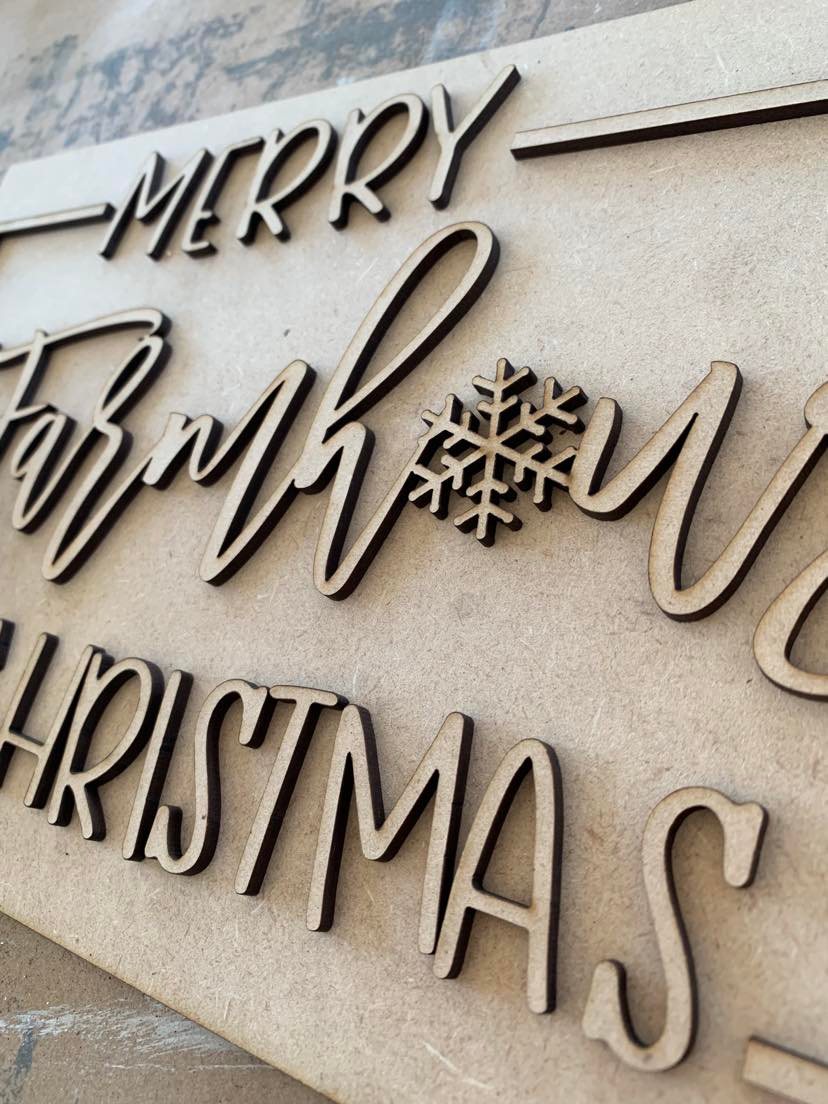 Merry Farmhouse Christmas - Ready to Paint Sign 13.5" x 8" Sign