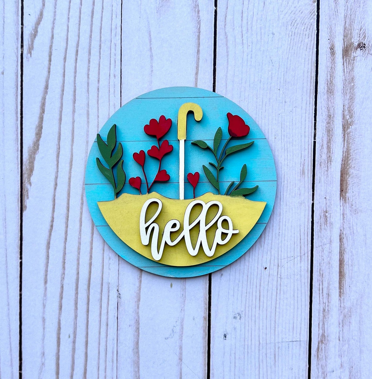 Inserto redondo de paraguas Hello listo para pintar