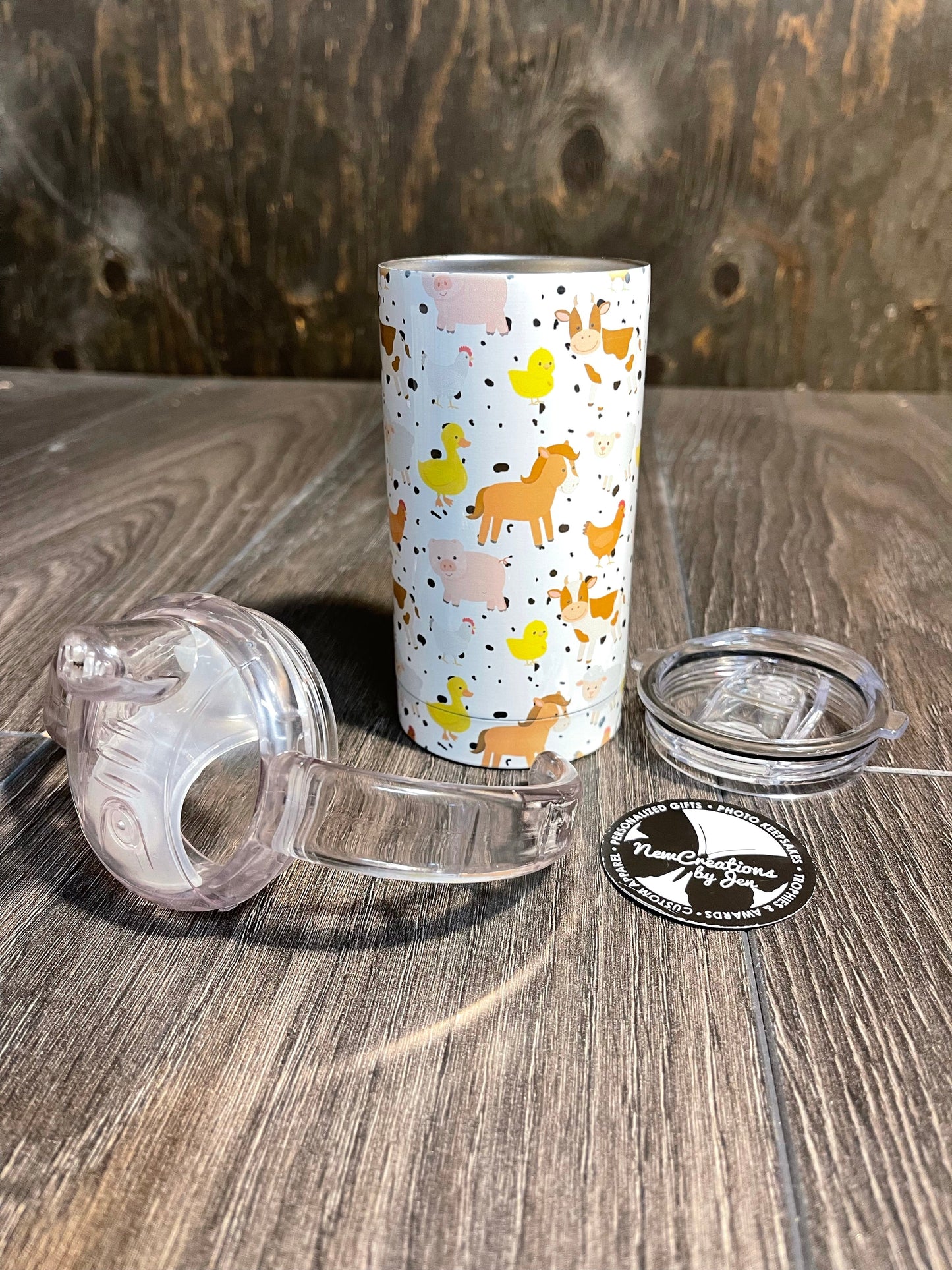 Stainless Steel 12oz cup with two lids - regular and sippy