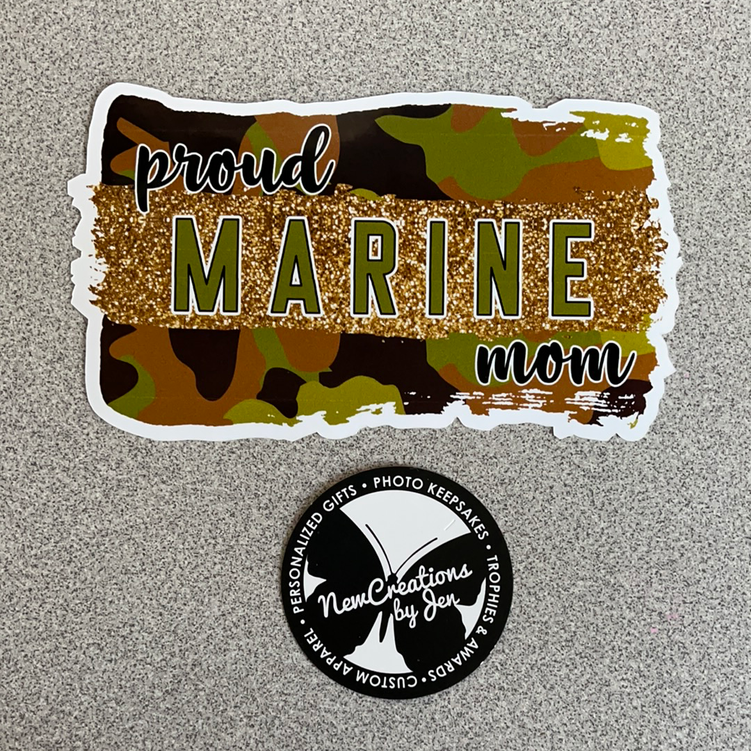 Proud Marine Mom Waterproof Sticker