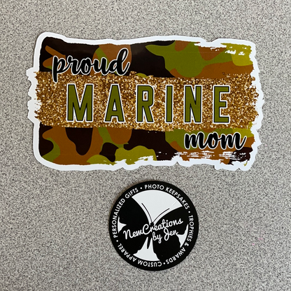 Proud Marine Mom Waterproof Sticker