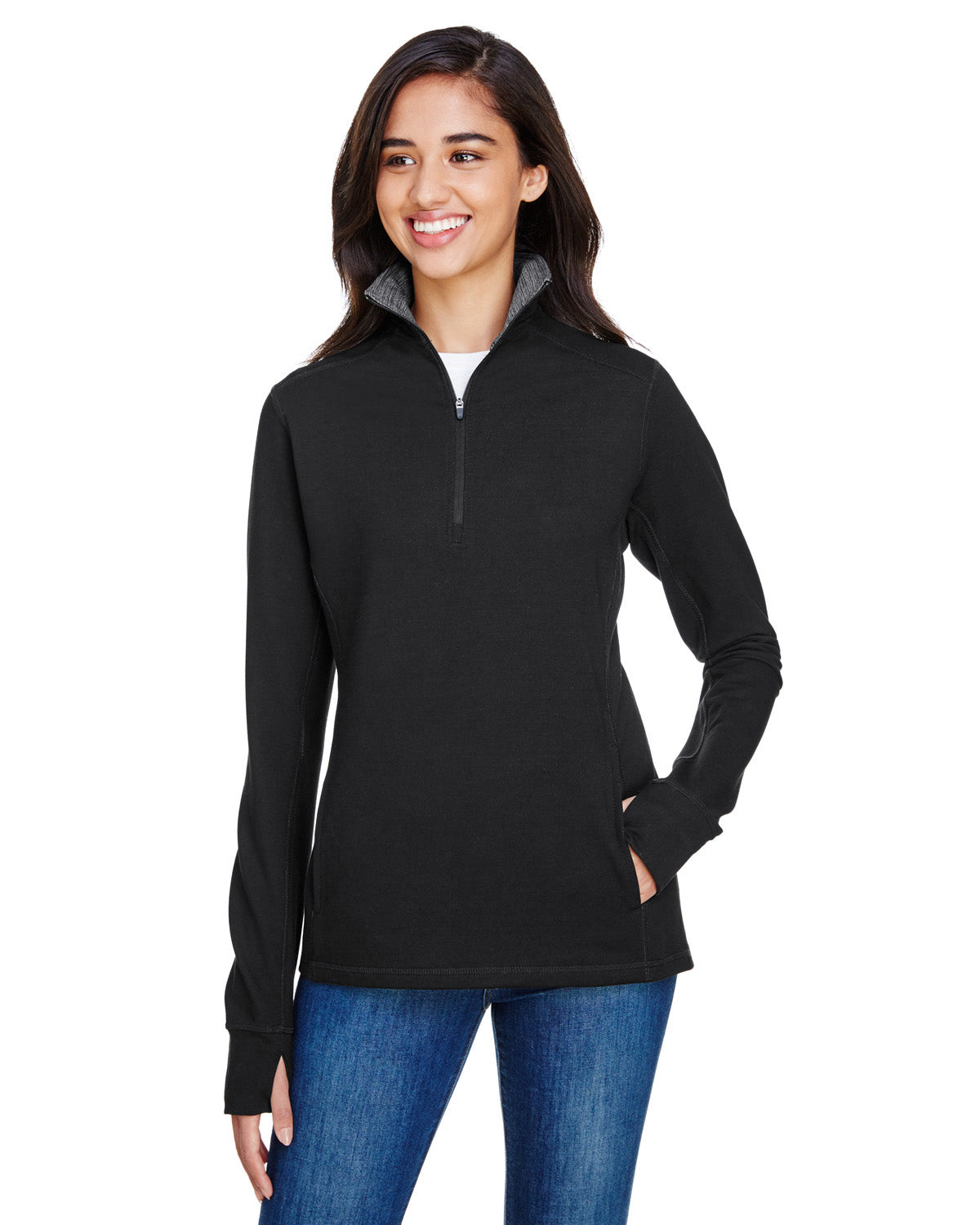 J America Ladies' Omega Stretch Quarter-Zip