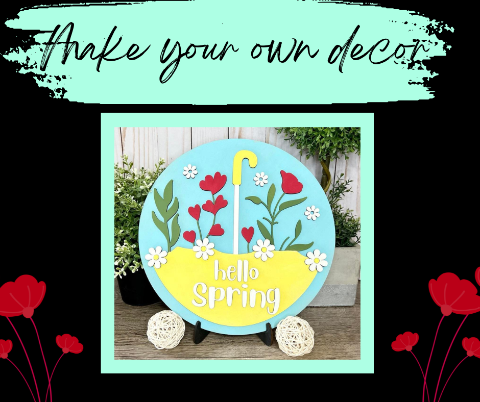 Umbrella Spring Flowers Round Layers Sign