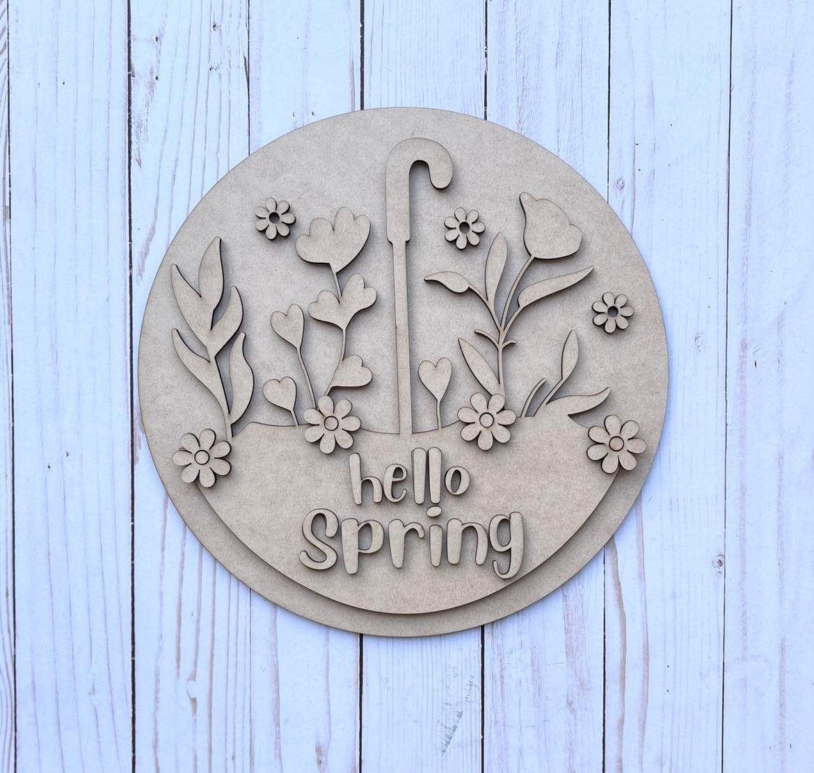 Umbrella Spring Flowers Round Layers Sign