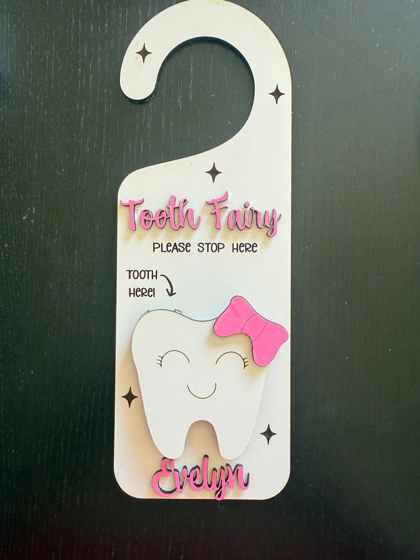 Personalized Tooth Fairy Door Hanger – Tooth & Money Holder