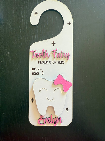 Personalized Tooth Fairy Door Hanger – Tooth & Money Holder