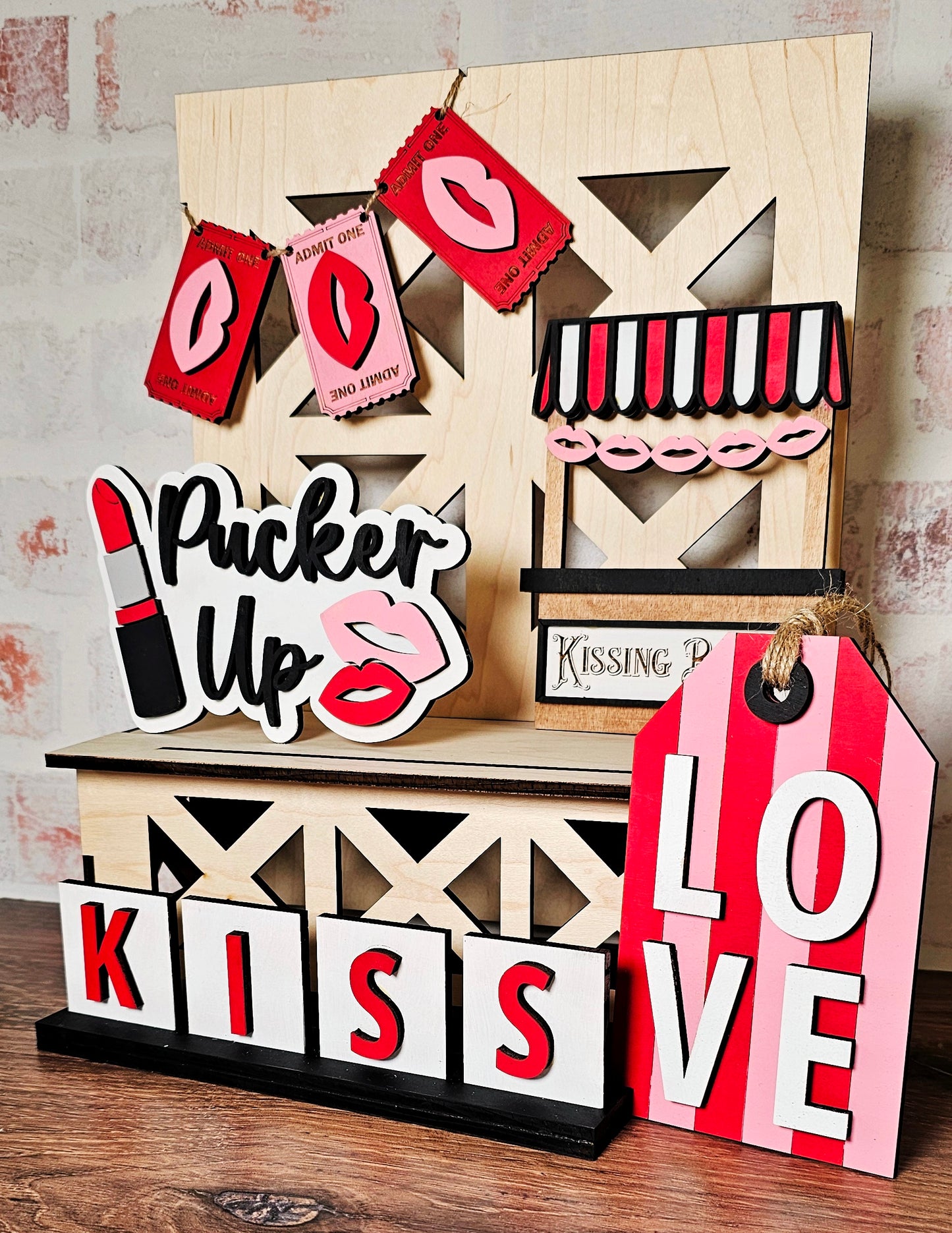 Kits de mini letreros con bandejas escalonadas para Kissing Booth