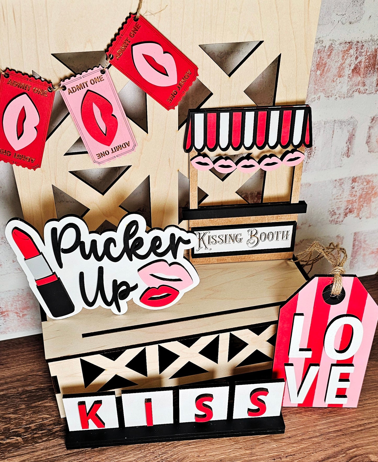 Kits de mini letreros con bandejas escalonadas para Kissing Booth