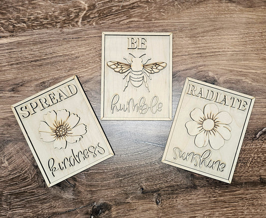 Bees & Blooms Mini Sign Trio