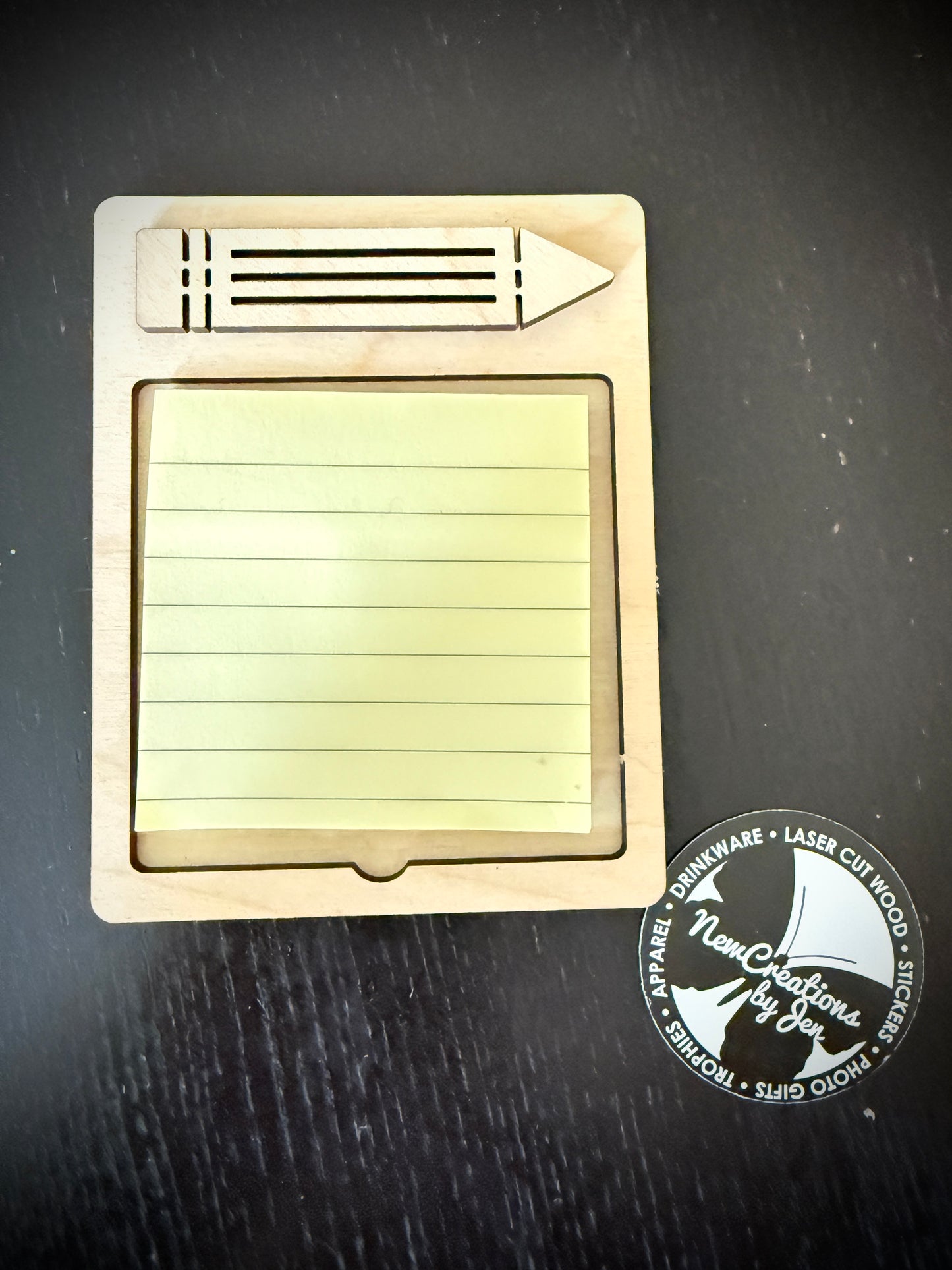 Personalized Wooden & Acrylic Accent Post-it Note Holder
