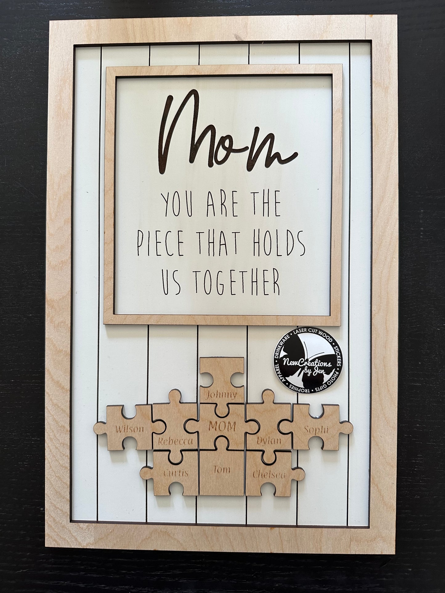 Letrero grande de rompecabezas del Día de la Madre (40,6 x 26,7 cm), personalizado y listo para usar.