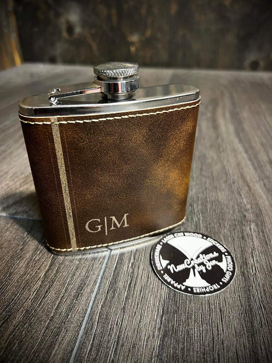 6oz Flask - Personalize Laserable Leatherette