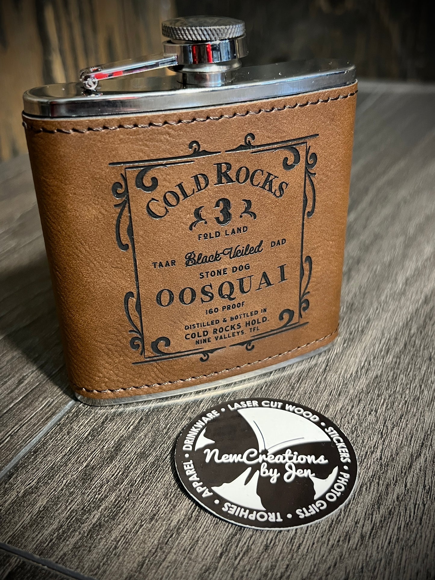 Cold Rocks Oosquai Leatherette Flask