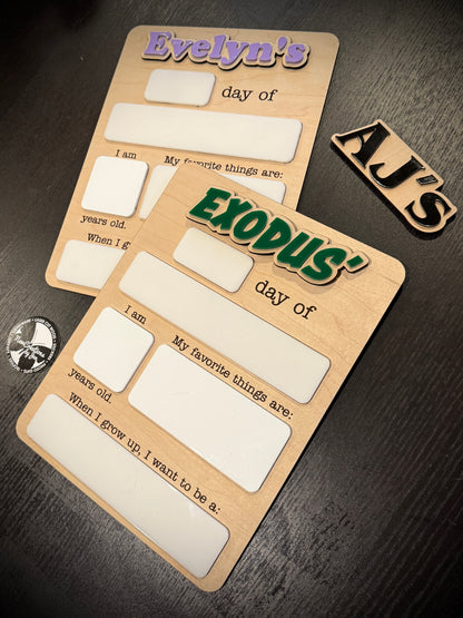 Personalized Reusable First, 100th & Last Day of School Board – Custom Name-Photo Prop Sign