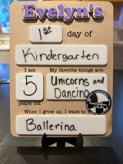Personalized Reusable First, 100th & Last Day of School Board – Custom Name-Photo Prop Sign