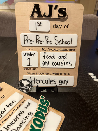 Personalized Reusable First, 100th & Last Day of School Board – Custom Name-Photo Prop Sign