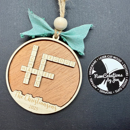 Personalized Family Crossword Name Ornament or Sign – Custom Wood Keepsake