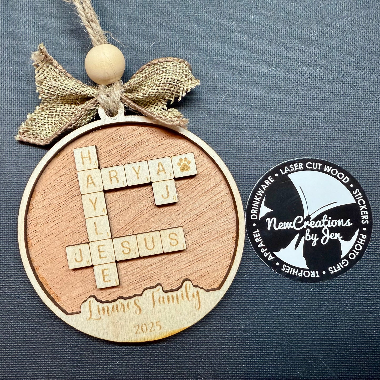 Personalized Family Crossword Name Ornament or Sign – Custom Wood Keepsake