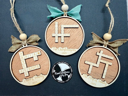 Personalized Family Crossword Name Ornament or Sign – Custom Wood Keepsake