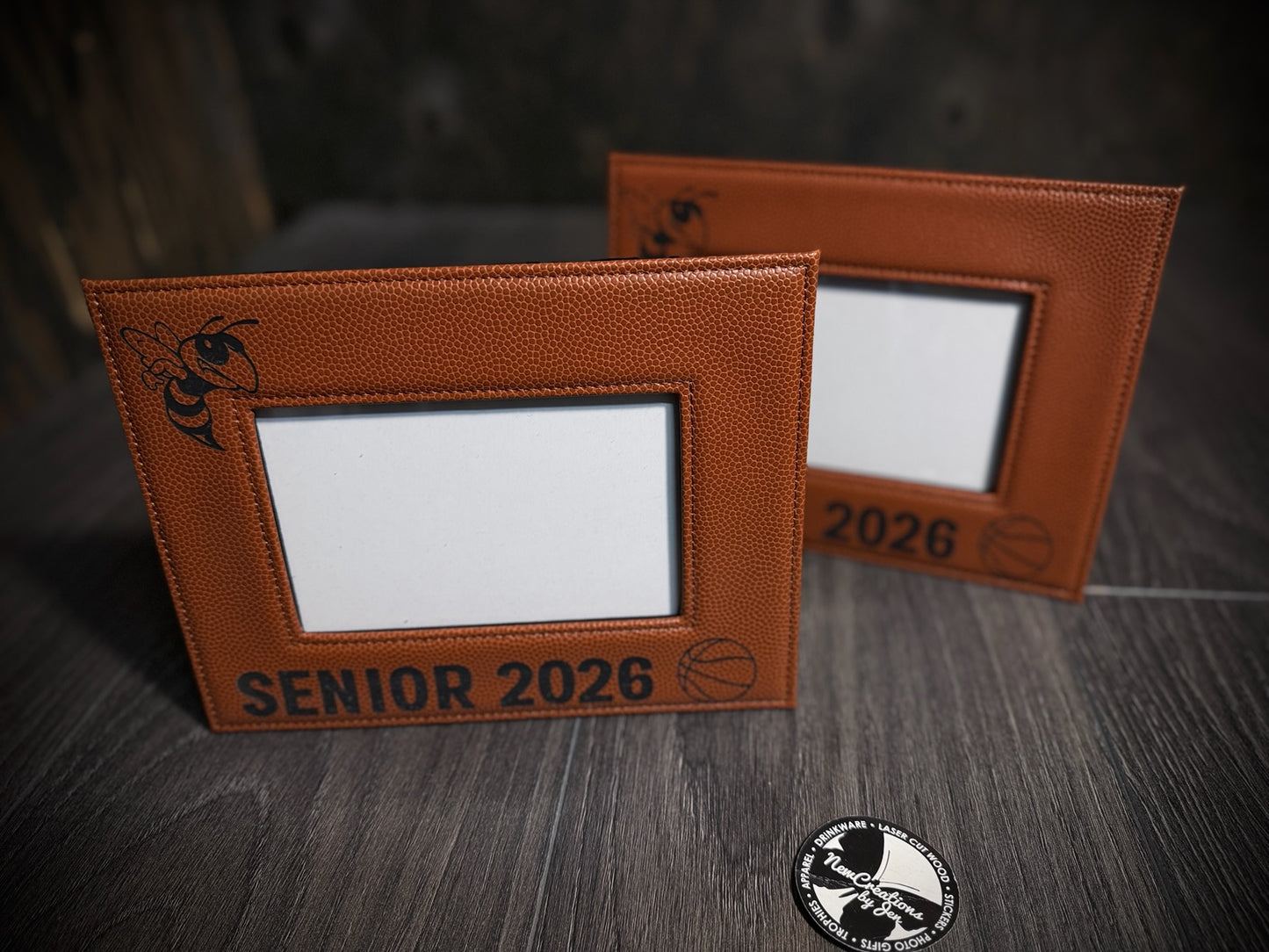 Basketball Leatherette Engraved Photo Frame – Personalized Sports Frame