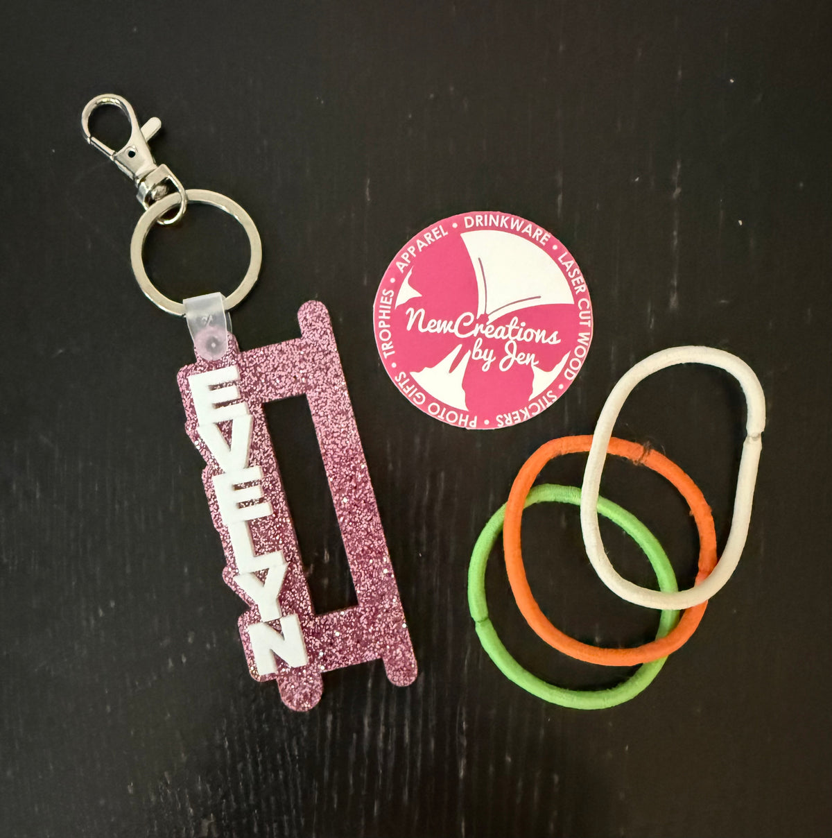 Personalized Name Hair Tie Holder Keychain