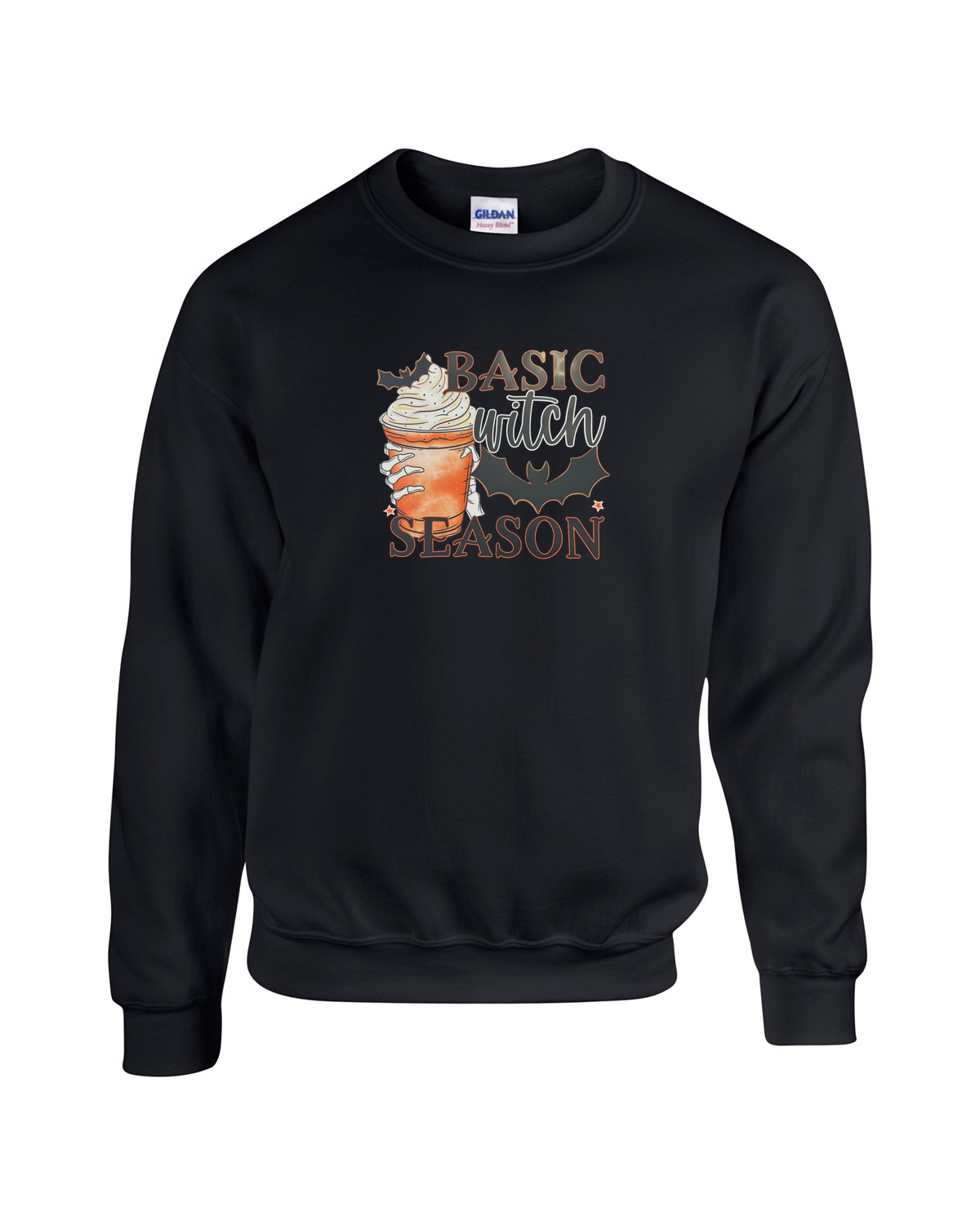 Basic Witch Season – Spooky Fall Coffee Art Unisex Heavy Blend Crewneck Sweatshirt