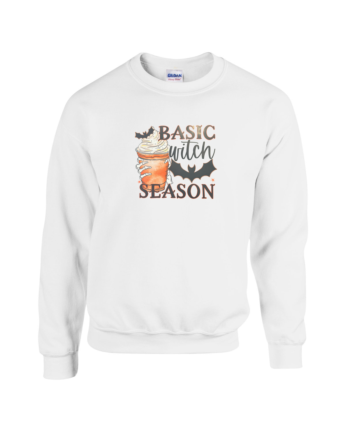 Basic Witch Season – Spooky Fall Coffee Art Unisex Heavy Blend Crewneck Sweatshirt