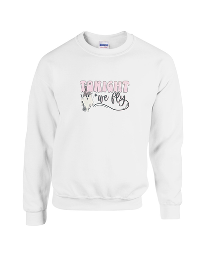 Tonight We Fly Witchy Ghost Design Unisex Heavy Blend Crewneck Sweatshirt