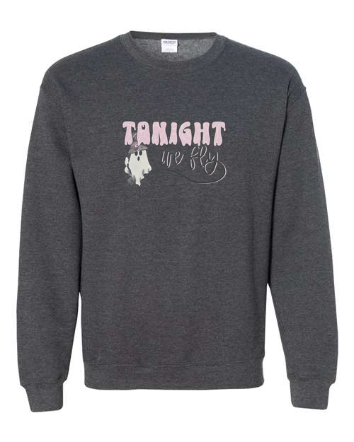 Tonight We Fly Witchy Ghost Design Unisex Heavy Blend Crewneck Sweatshirt