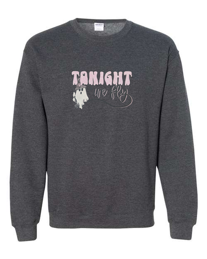 Tonight We Fly Witchy Ghost Design Unisex Heavy Blend Crewneck Sweatshirt