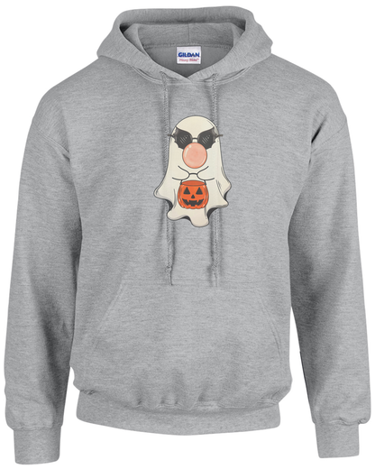 Cool Ghost with Bat Shades and Candy Bucket Unisex Heavy Blend Hooded Sweatshirt