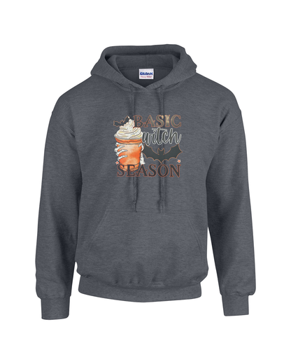 Basic Witch Season – Spooky Fall Coffee Art Unisex Heavy Blend Hooded Sweatshirt