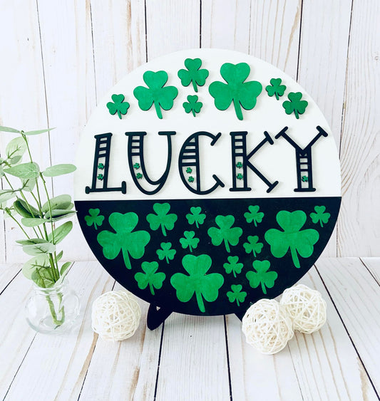 Lucky Clovers Round Layers Sign - Ready to Paint Kit or Finished
