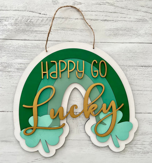 Kit de letrero arcoíris Happy Go Lucky: listo para pintar