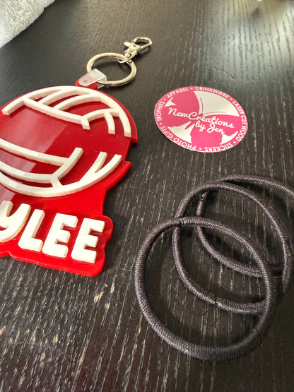 Personalized Sports & Emoji Hair Tie Holder Keychain