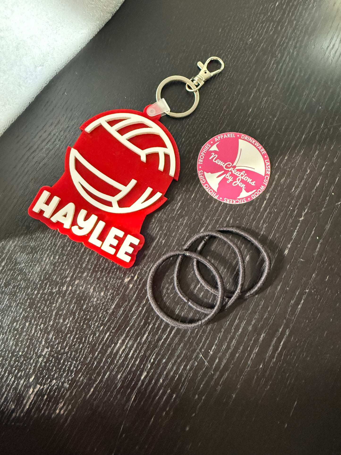 Personalized Sports & Emoji Hair Tie Holder Keychain