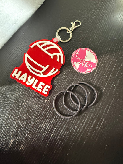 Personalized Sports & Emoji Hair Tie Holder Keychain