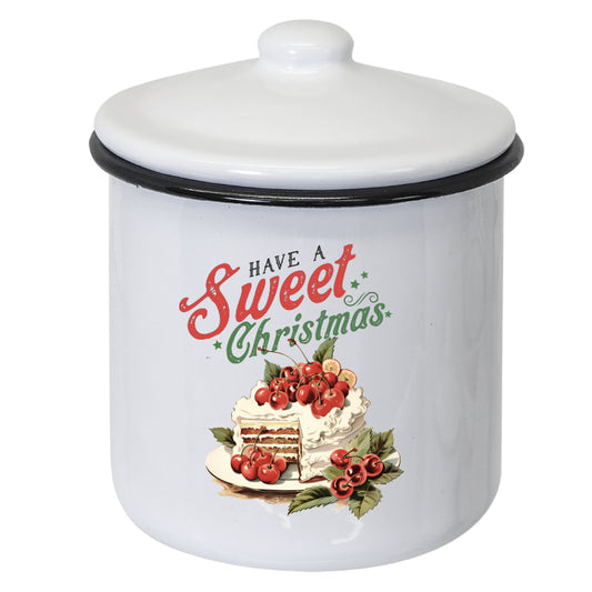 Bote navideño vintage con tapa 
