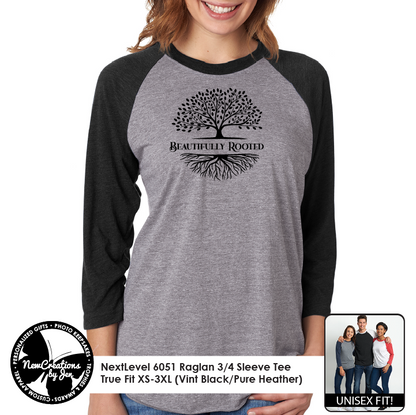 Camiseta unisex de béisbol/raglán con raíces hermosas
