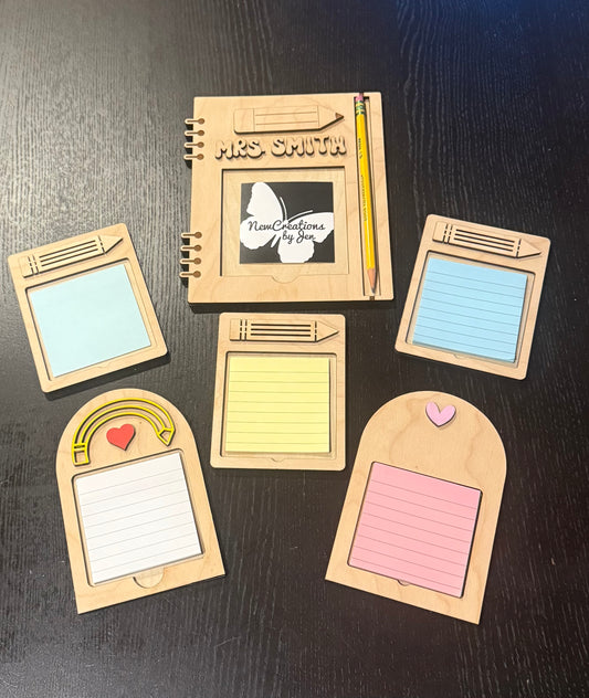 Personalized Wooden & Acrylic Accent Post-it Note Holder