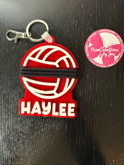 Personalized Sports & Emoji Hair Tie Holder Keychain