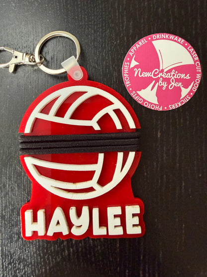 Personalized Sports & Emoji Hair Tie Holder Keychain