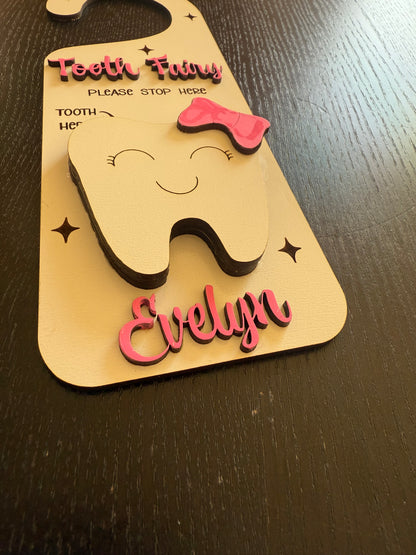 Personalized Tooth Fairy Door Hanger – Tooth & Money Holder
