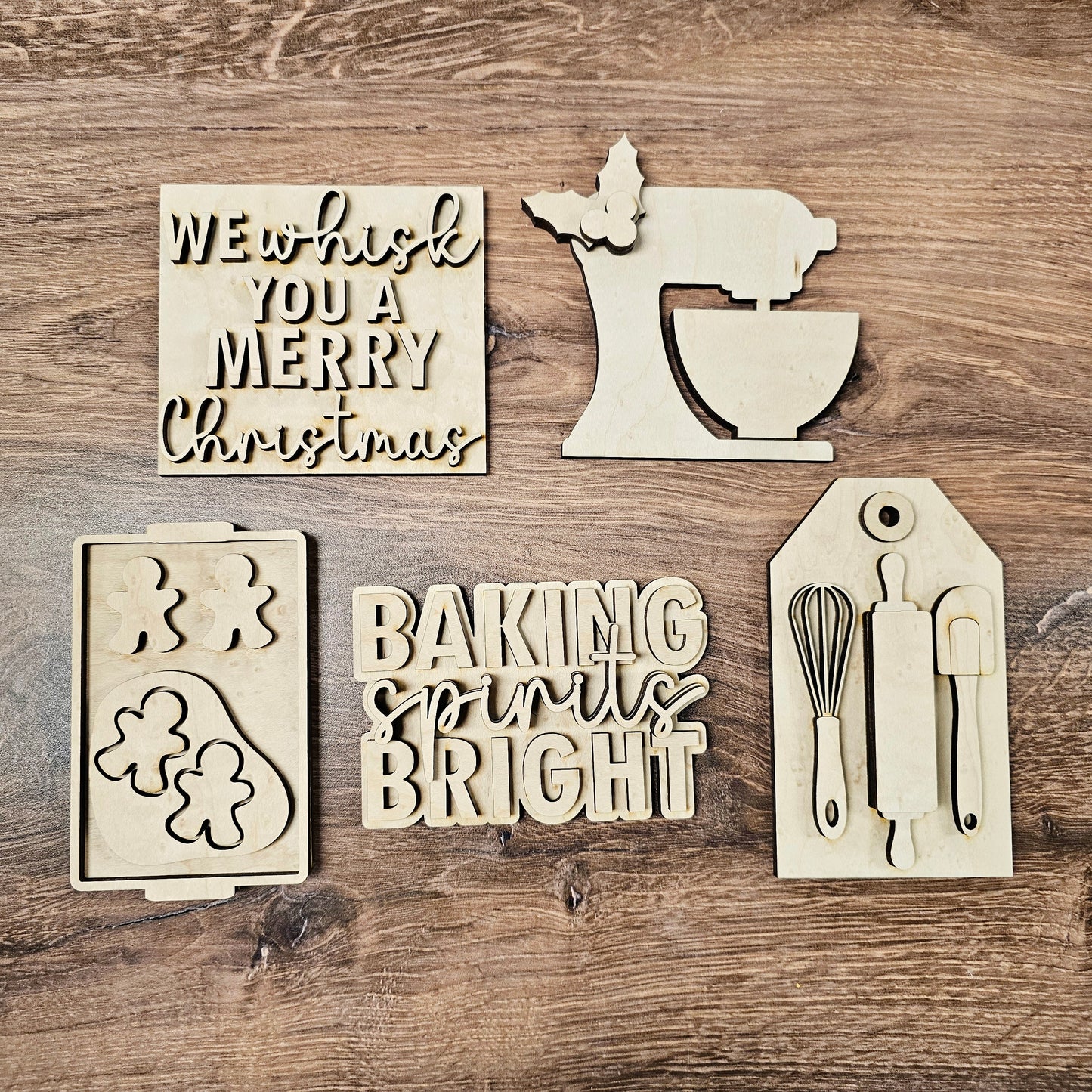 Baking Spirits Bright Mini Sign/Tiered Tray - Ready to Paint Kit or Painted