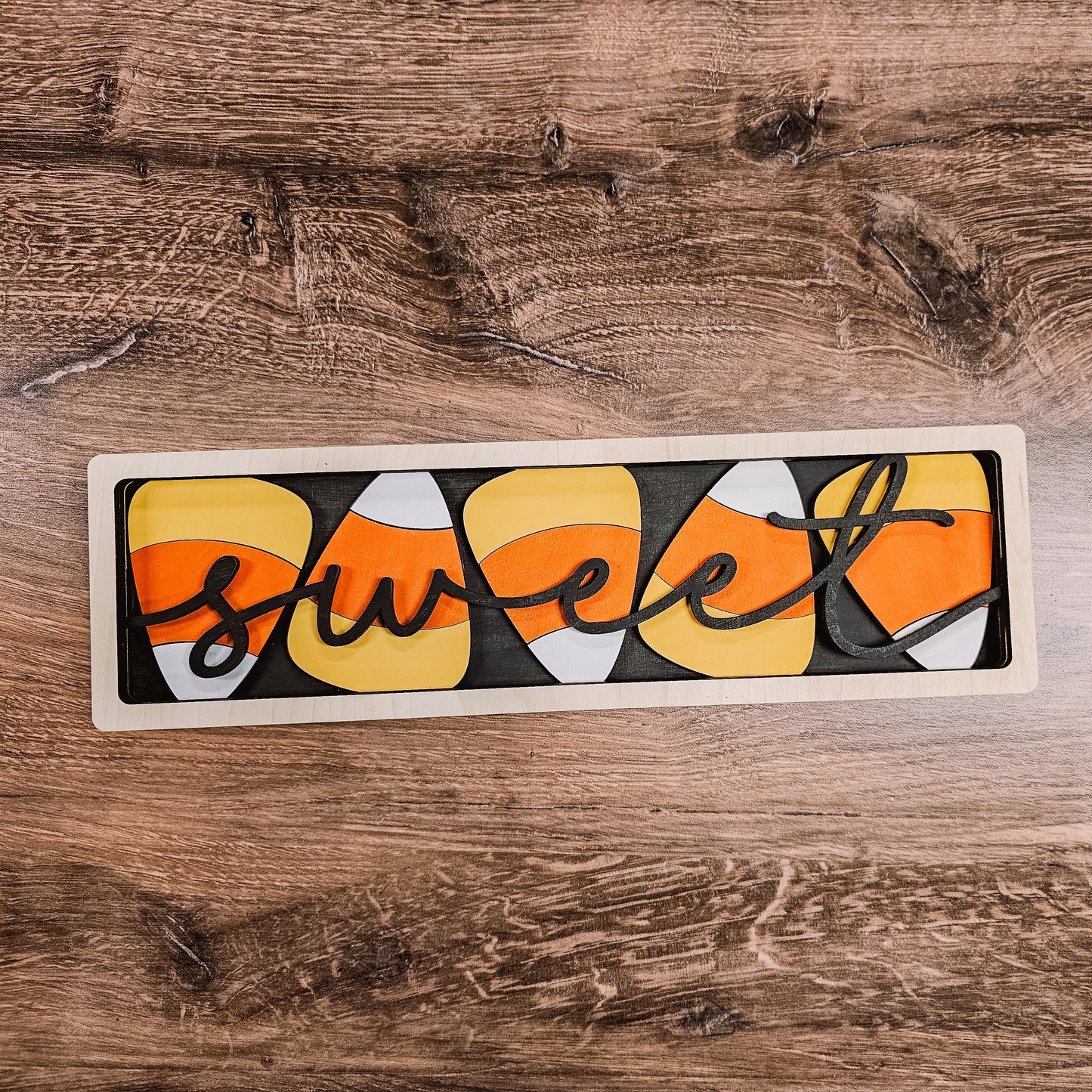 Candy Corn Chunky Layered Shelf Sitter Sign Kit