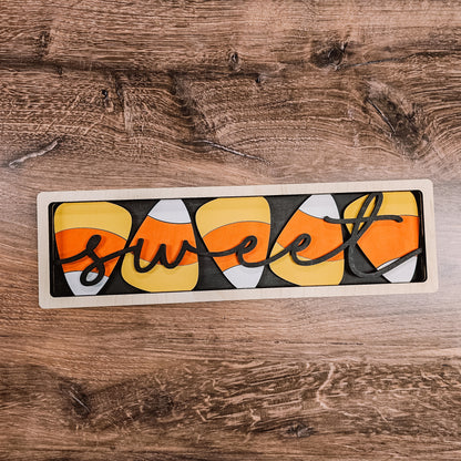 Candy Corn Chunky Layered Shelf Sitter Sign Kit