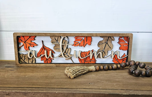 Kit de letreros para estanterías con capas gruesas de hojas de otoño
