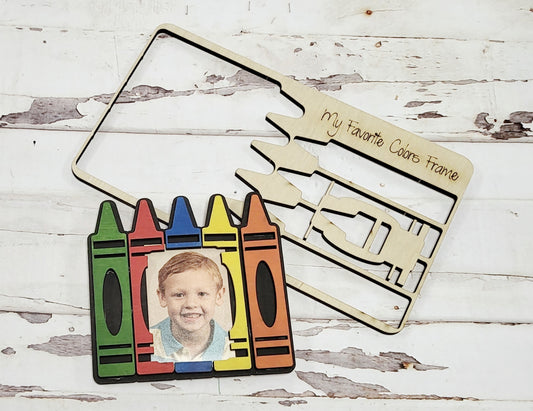 Marco de fotos desplegable con crayones: kit para pintar listo para niños